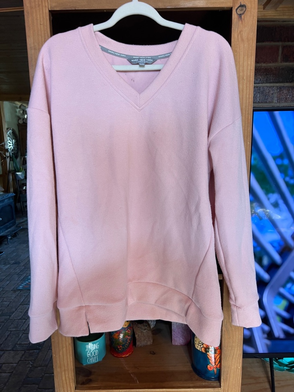 Marc New York Pastel Pink V-Neck Knit Sweater